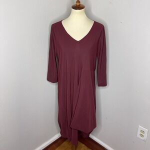 Porto Red 3/4 Sleeve V-Neck Assymetrical Knee length‎ Dress Sz 3